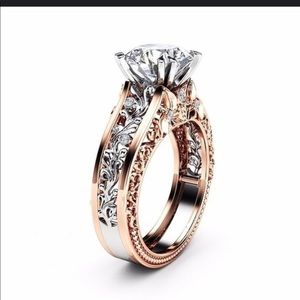 Bridal Engagement Two Tone Gold Ring